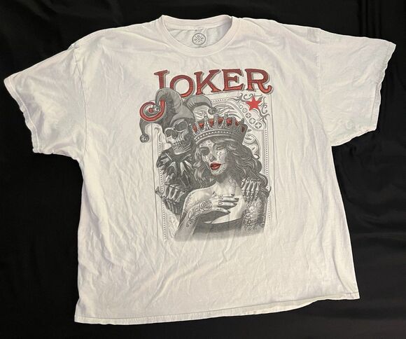 Doma Other - Doma Men's White Joker Skull Graphic Print Crew Neck Short Sleeve T-Shirt, 3XL